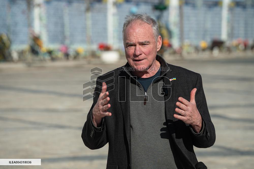 News conference of US Senator Tim Kaine in Kyiv