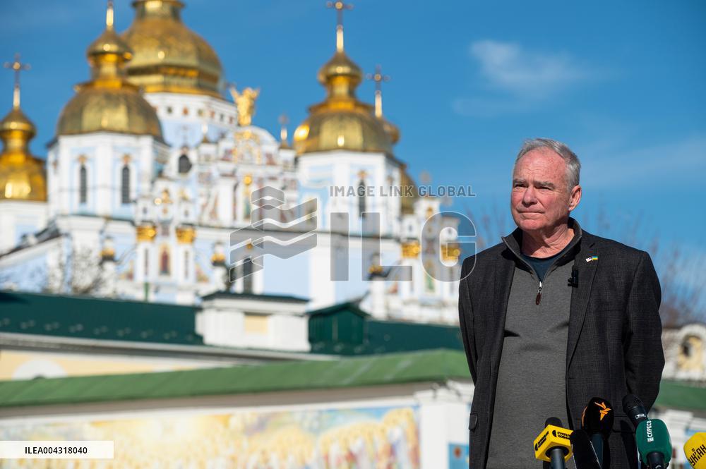 News conference of US Senator Tim Kaine in Kyiv