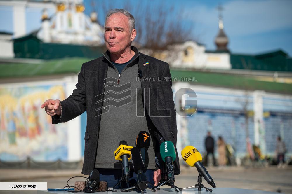 News conference of US Senator Tim Kaine in Kyiv