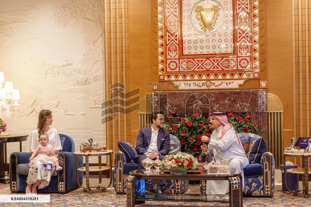 King Of Bahrain Receives Jordan s Crown Prince With Wife Rajwa And Newborn Princess Iman - Manama