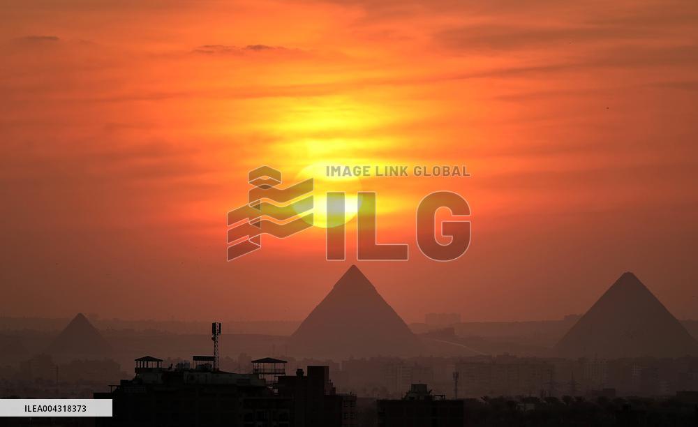 Sunset at the Giza Pyramids - Cairo