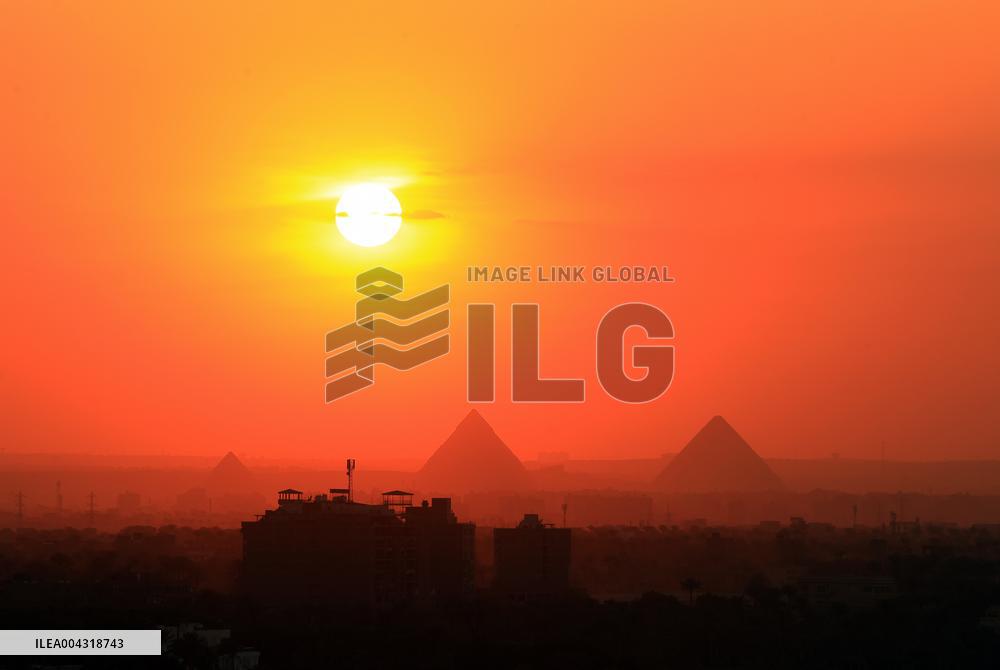Sunset at the Giza Pyramids - Cairo