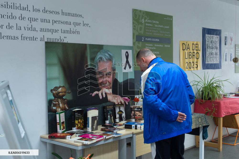 Condolences Book for Mario Vargas Llosa in Madrid Library