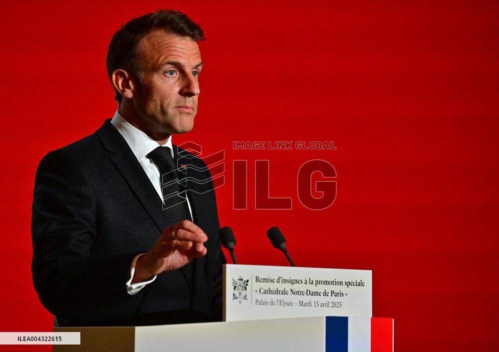 Macron Awards Those Involved In Notre Dame De Paris Cathedral Restorations - Paris