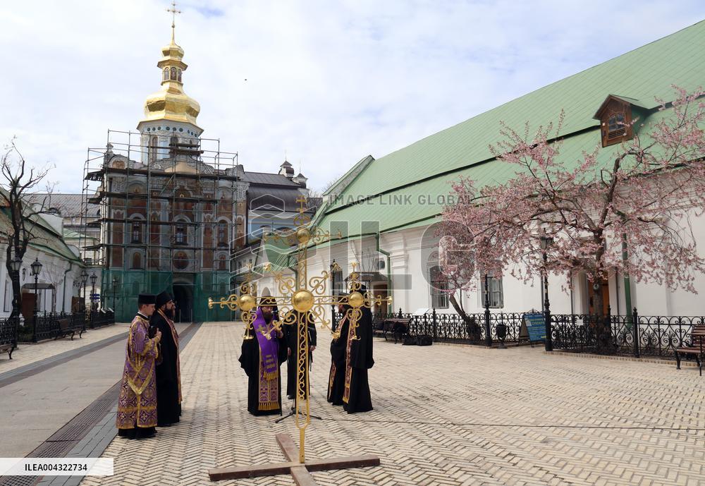 Blessing and installation of cross at Trinity Gate Church in Kyiv