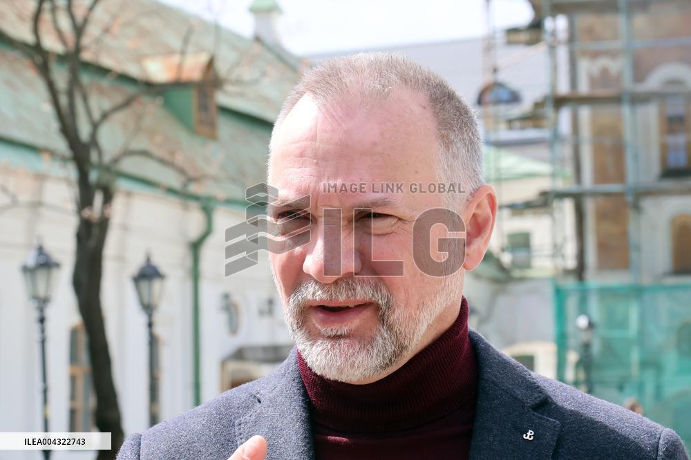 Blessing and installation of cross at Trinity Gate Church in Kyiv