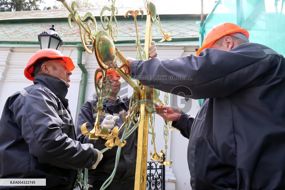 Blessing and installation of cross at Trinity Gate Church in Kyiv