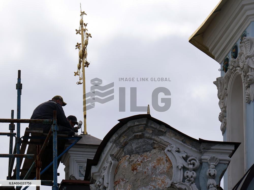 Blessing and installation of cross at Trinity Gate Church in Kyiv