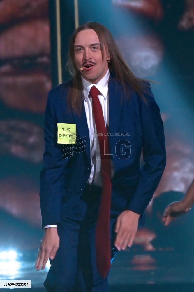 Eurovision Tommy Cash Espresso Macchiato at Italian TV Show