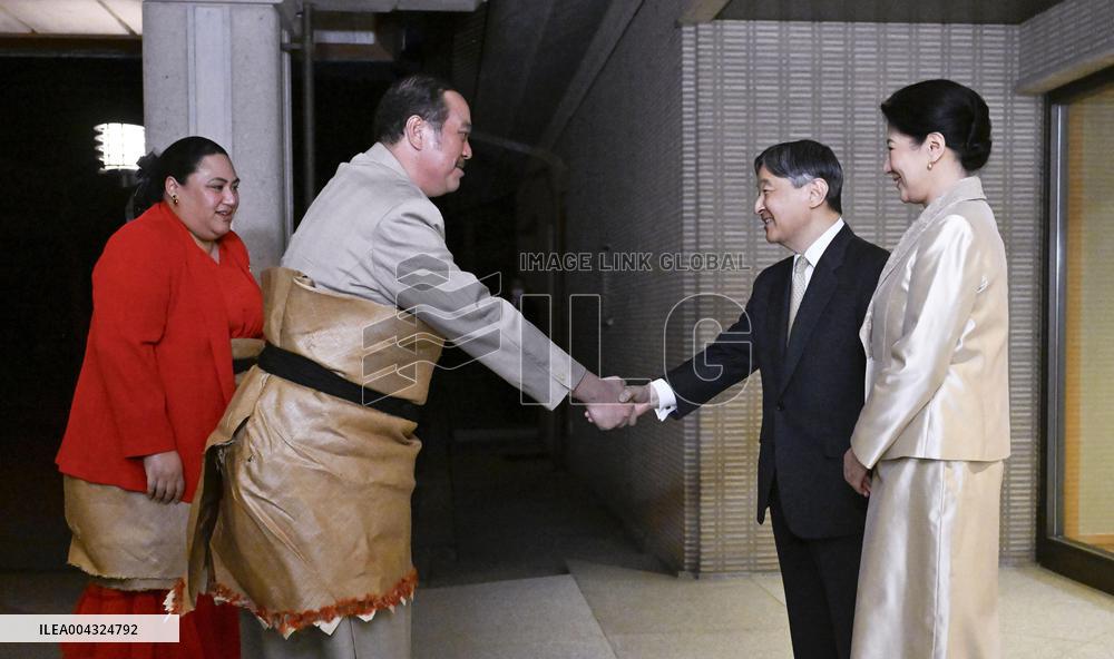 Japan imperial couple meet Tongan crown prince, crown princess