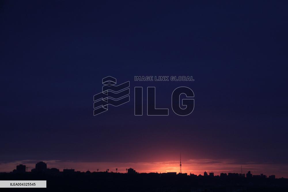 Sunset in Kyiv in spring