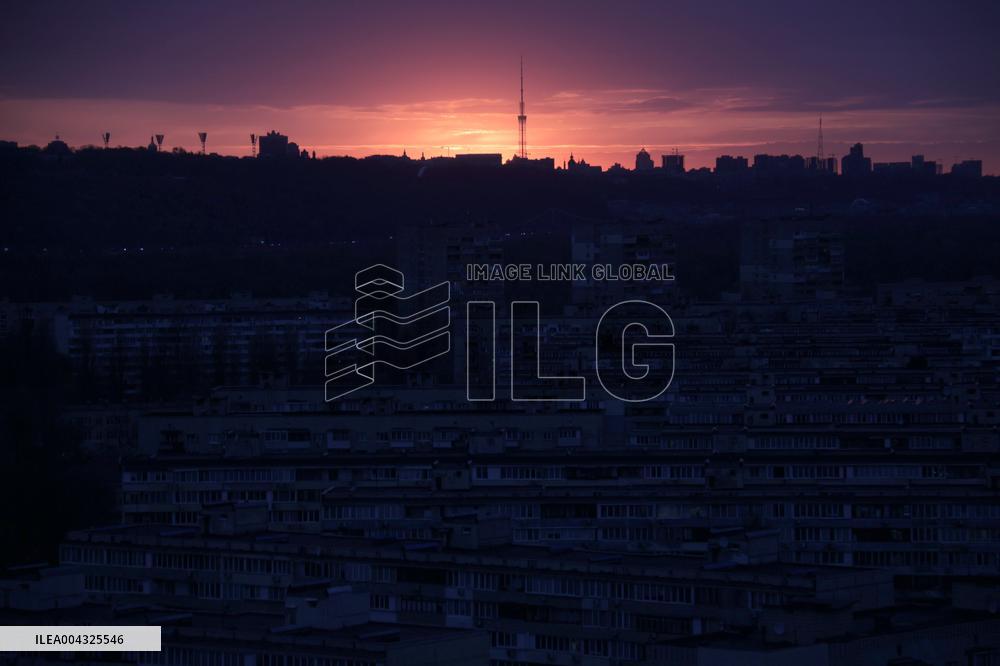 Sunset in Kyiv in spring