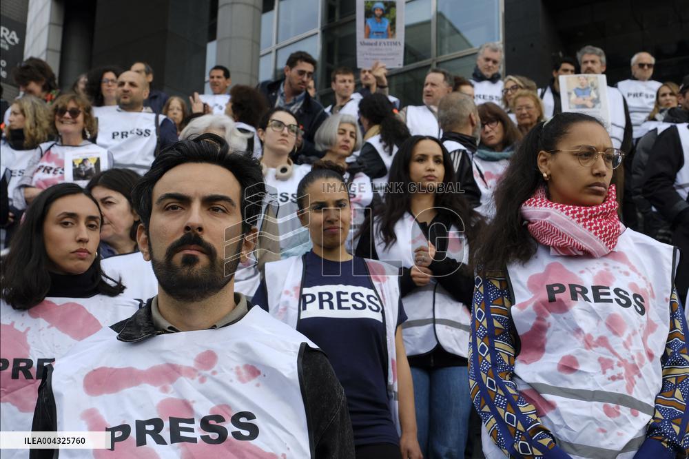 French Journalists In Support Of Palestinian Journalists Killed In Gaza - Paris