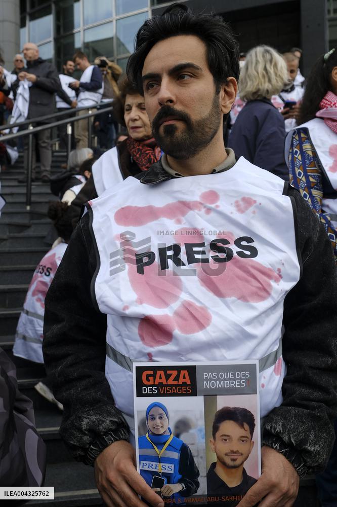 French Journalists In Support Of Palestinian Journalists Killed In Gaza - Paris