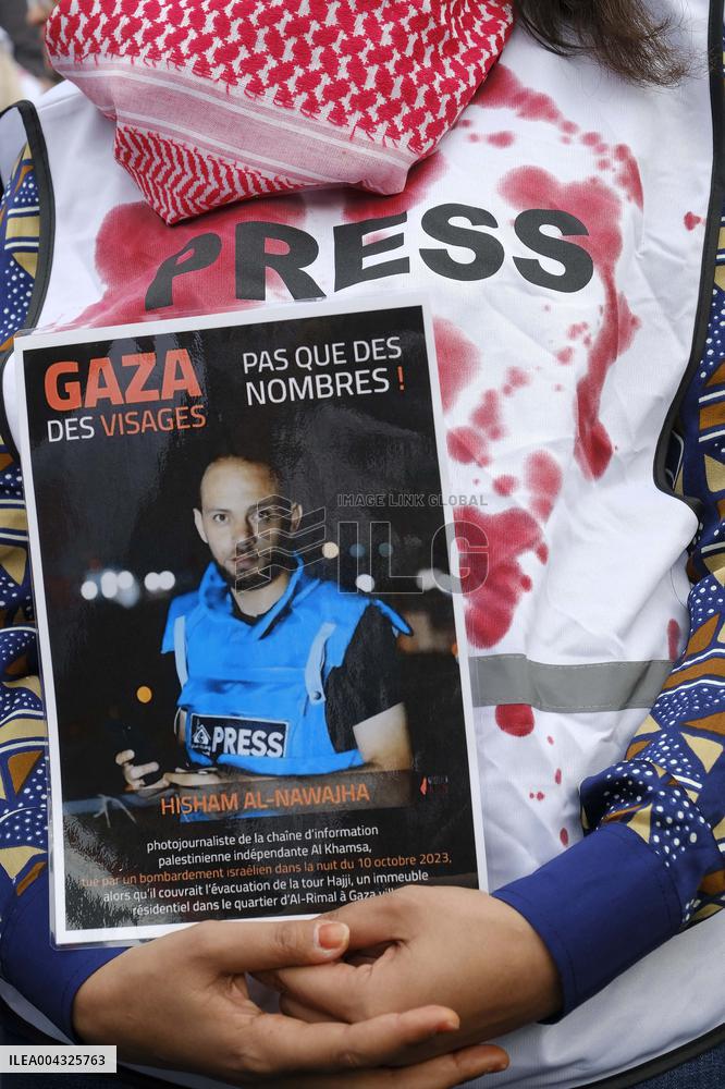 French Journalists In Support Of Palestinian Journalists Killed In Gaza - Paris
