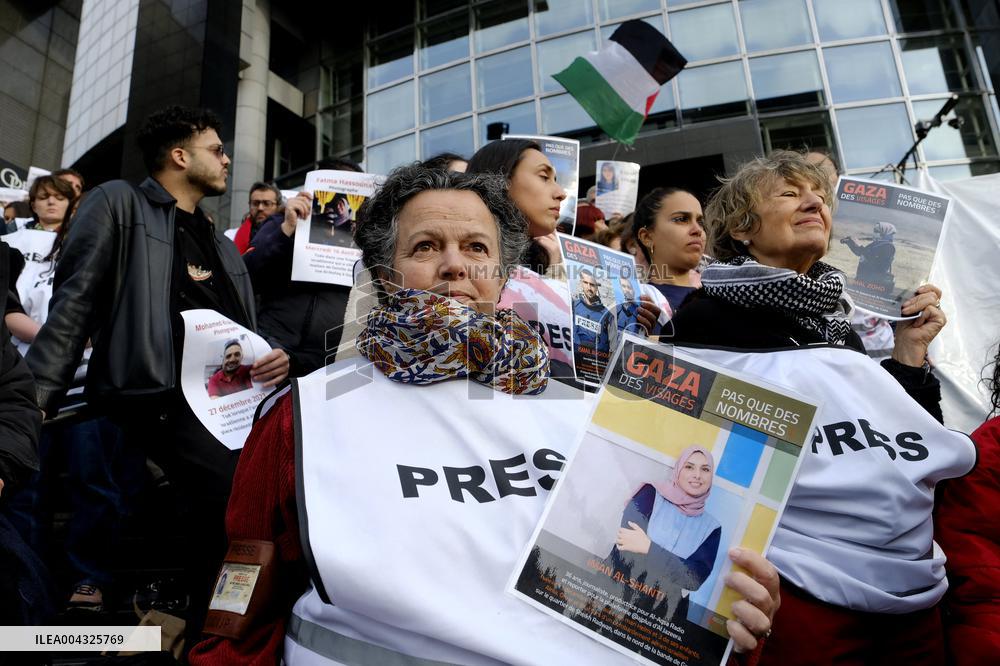 French Journalists In Support Of Palestinian Journalists Killed In Gaza - Paris