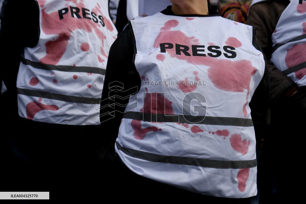 French Journalists In Support Of Palestinian Journalists Killed In Gaza - Paris