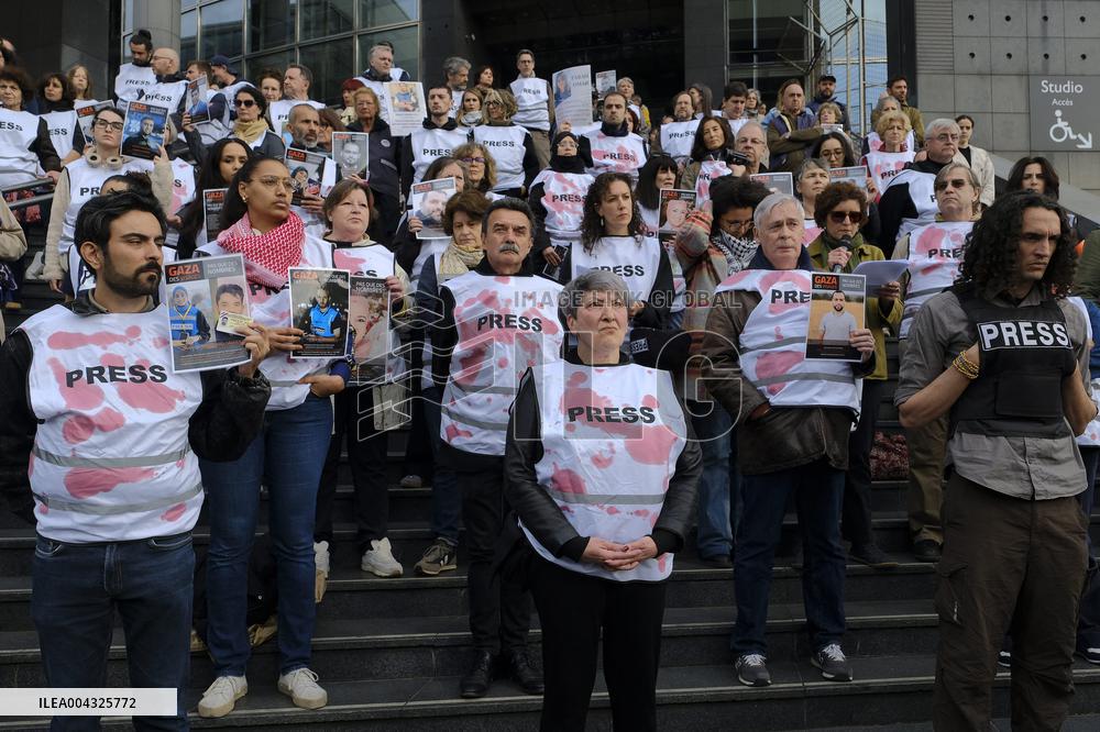 French Journalists In Support Of Palestinian Journalists Killed In Gaza - Paris