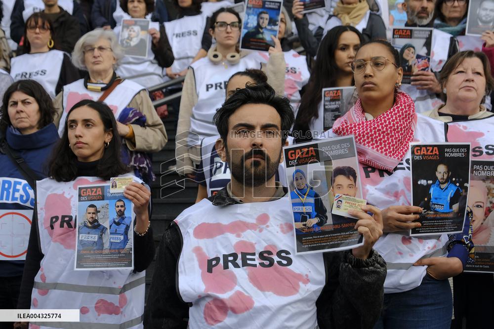 French Journalists In Support Of Palestinian Journalists Killed In Gaza - Paris