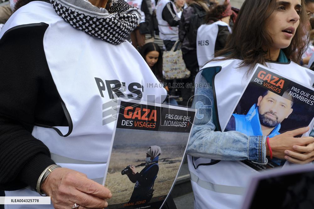 French Journalists In Support Of Palestinian Journalists Killed In Gaza - Paris