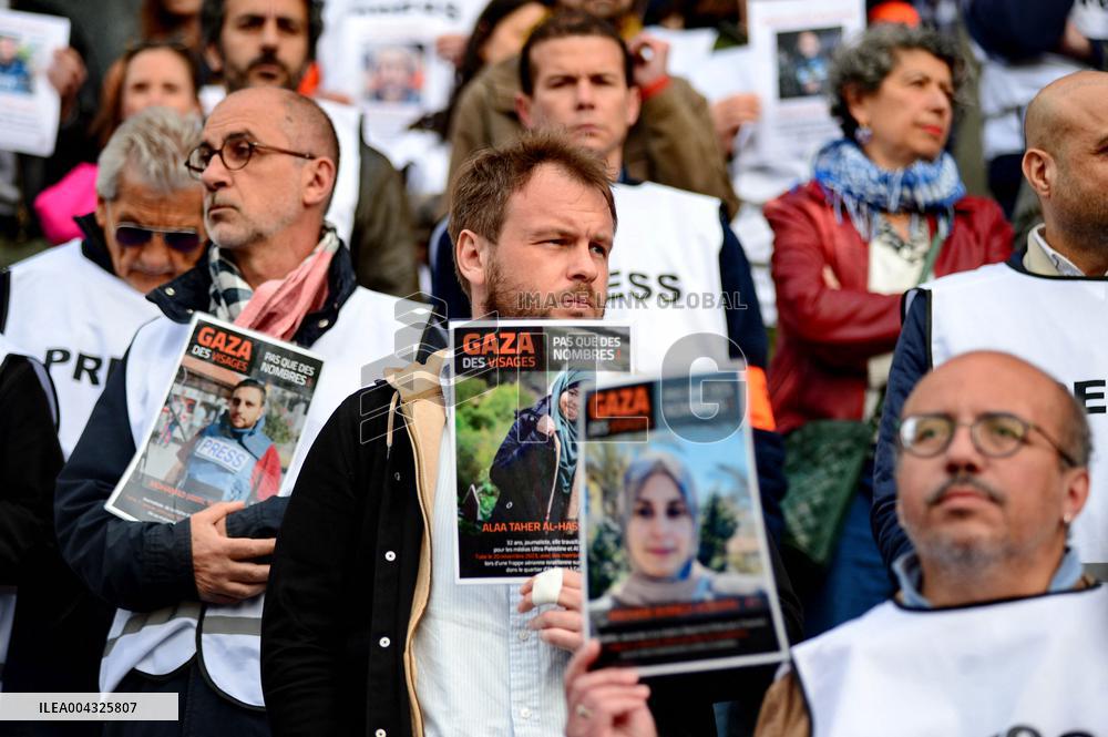 French Journalists In Support Of Palestinian Journalists Killed In Gaza - Paris