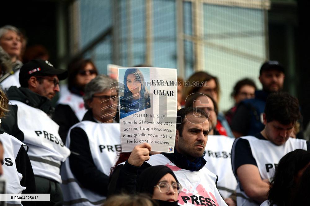 French Journalists In Support Of Palestinian Journalists Killed In Gaza - Paris