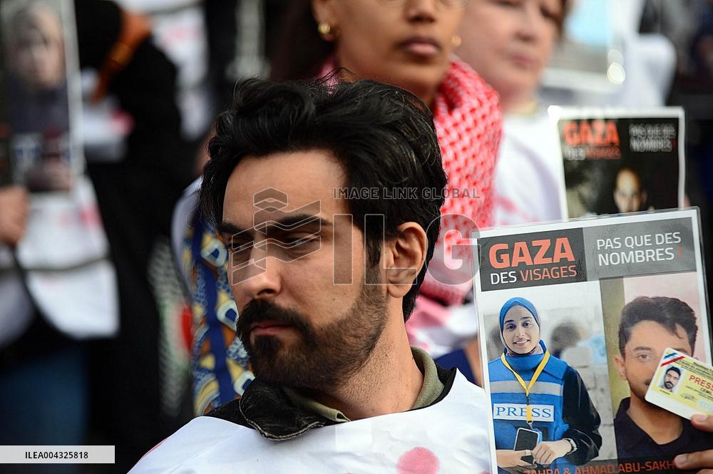 French Journalists In Support Of Palestinian Journalists Killed In Gaza - Paris