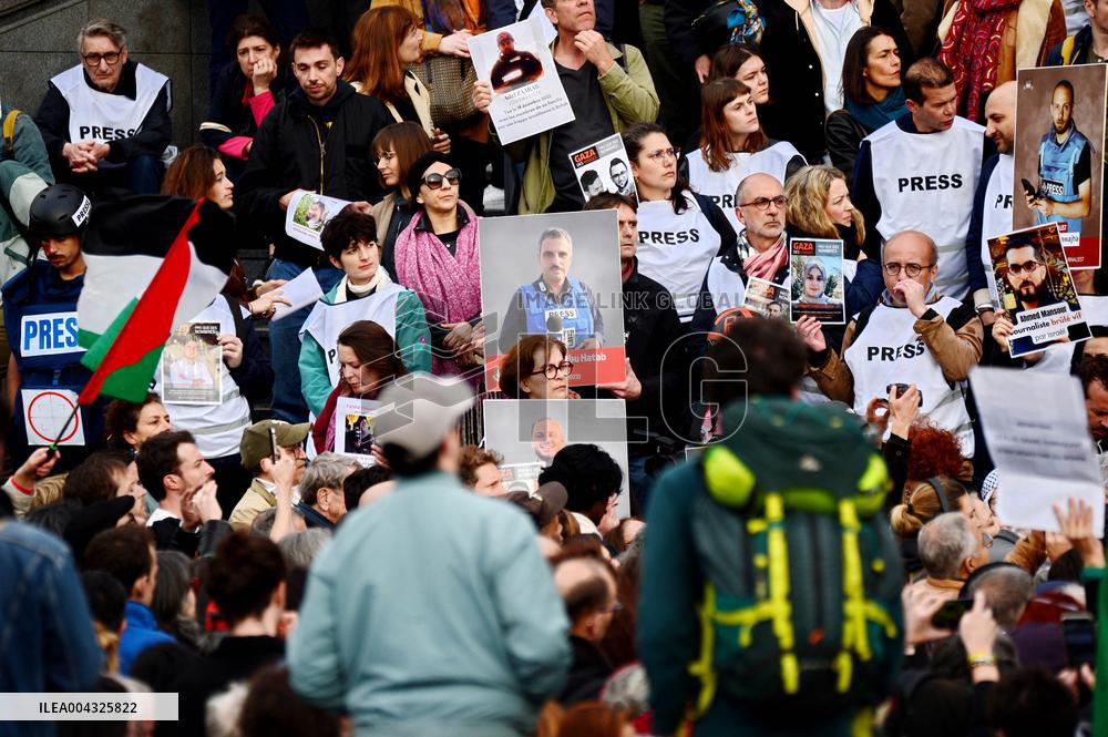French Journalists In Support Of Palestinian Journalists Killed In Gaza - Paris