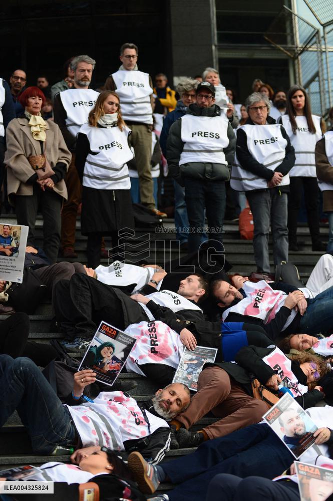 French Journalists In Support Of Palestinian Journalists Killed In Gaza - Paris