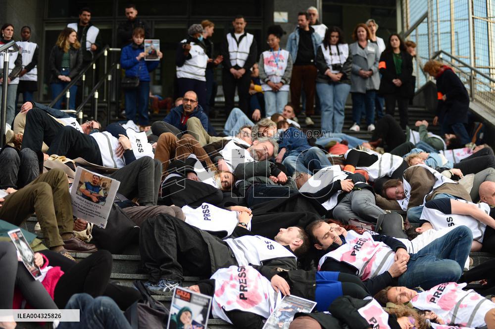 French Journalists In Support Of Palestinian Journalists Killed In Gaza - Paris