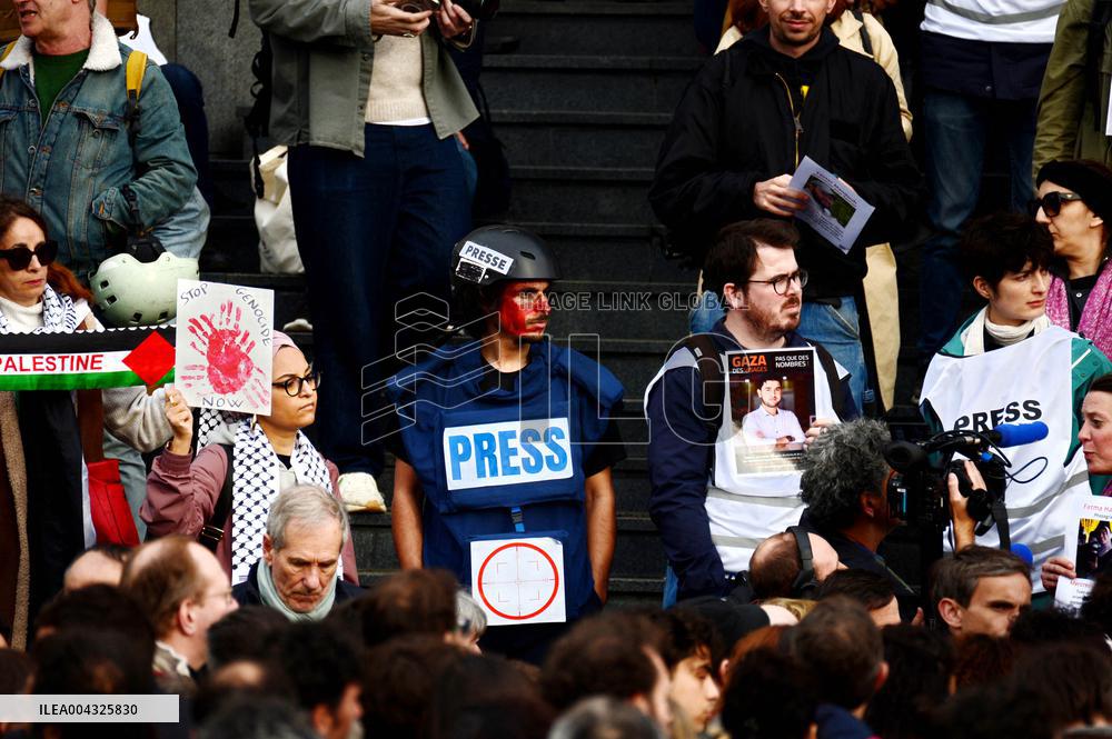 French Journalists In Support Of Palestinian Journalists Killed In Gaza - Paris