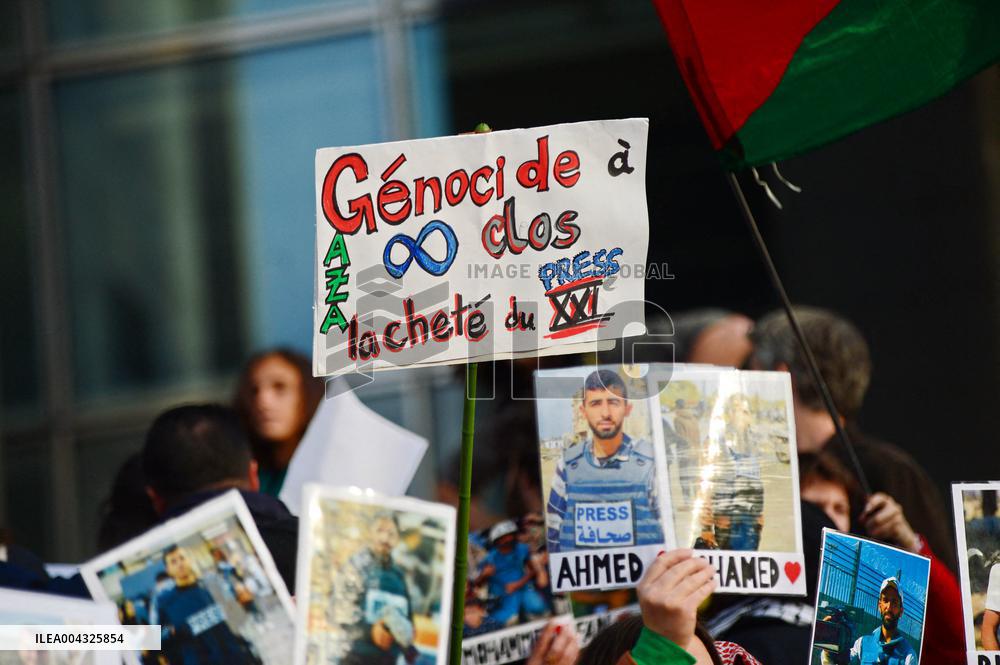 French Journalists In Support Of Palestinian Journalists Killed In Gaza - Paris