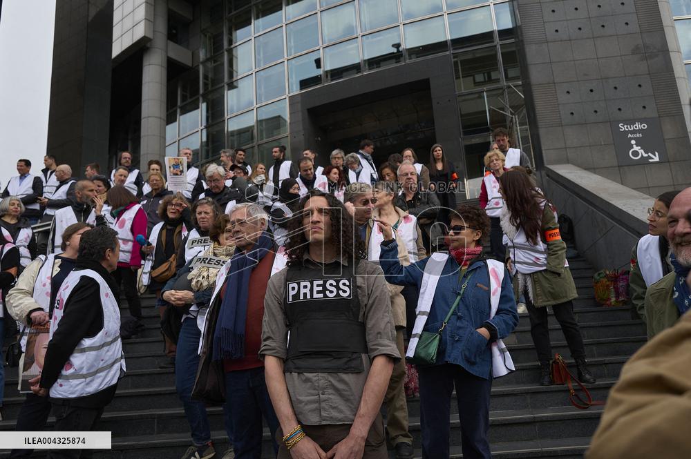 French Journalists In Support Of Palestinian Journalists Killed In Gaza - Paris