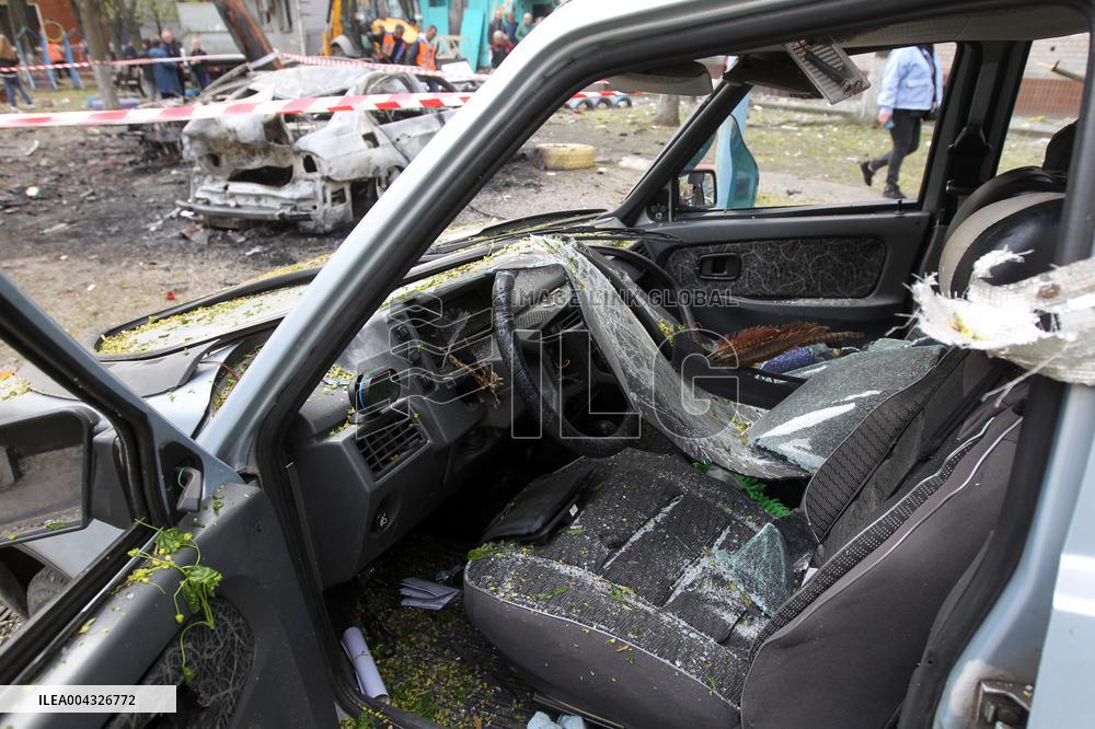 Aftermath of large-scale April 16 Russian drone attack in Dnipro