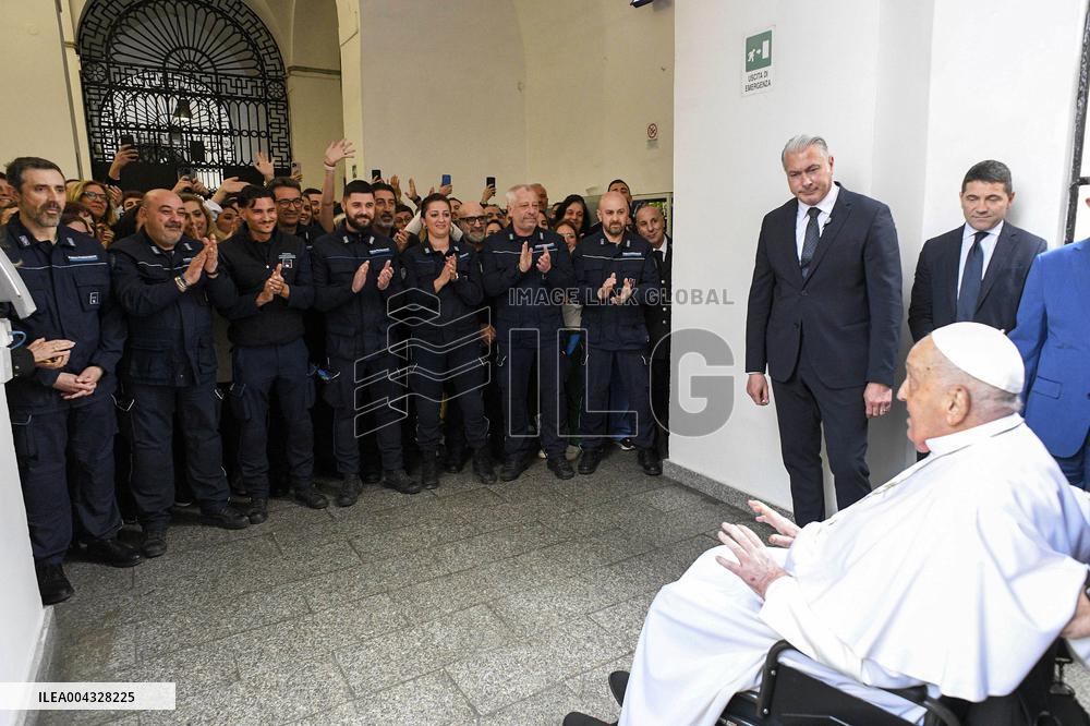 Pope Francis Visits A Prison On Holy Thursday - Rome