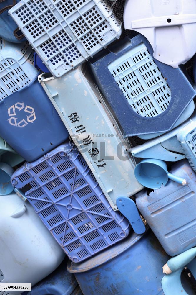 Plastic whale sculpture in London