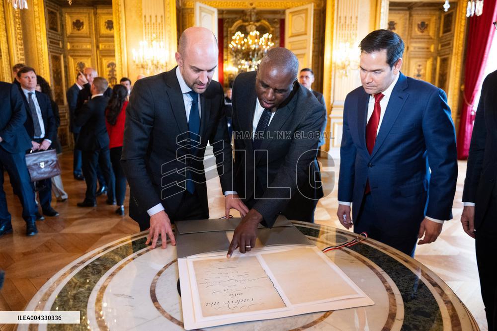 Lammy Rubio And Barrot Bilateral Meeting - Paris