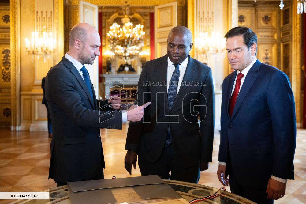 Lammy Rubio And Barrot Bilateral Meeting - Paris