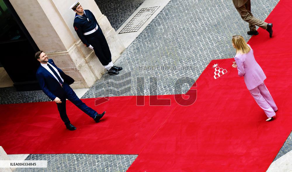 Giorgia Meloni Meets With J. D. Vance - Rome