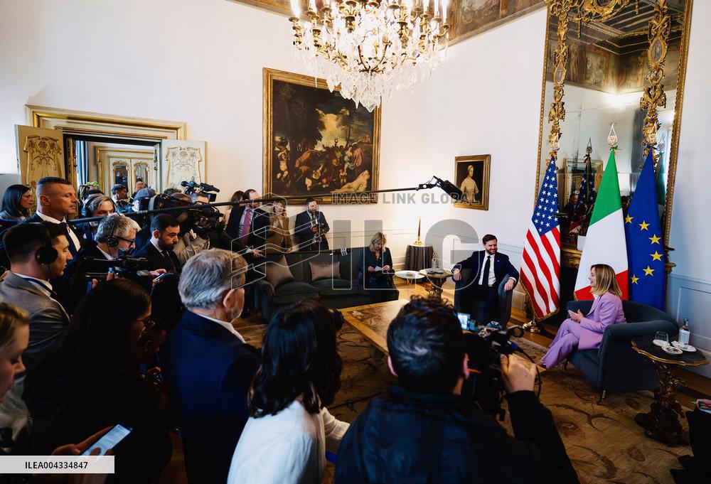 Giorgia Meloni Meets With J. D. Vance - Rome