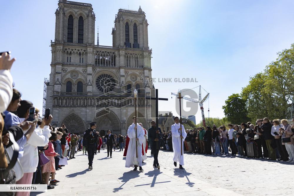 Way of the Cross Procession During Good Friday At Cathedral Notre-Dame - Paris