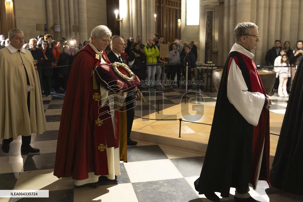 Relic of The Crown of Thorns Presented in Notre-Dame Cathedral During Good Friday - Paris