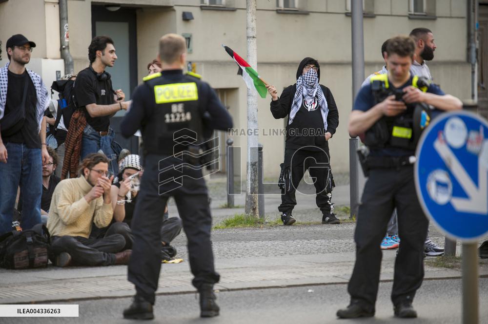 Pro-Palestinian activists occupy a building in Humboldt University - Berlin