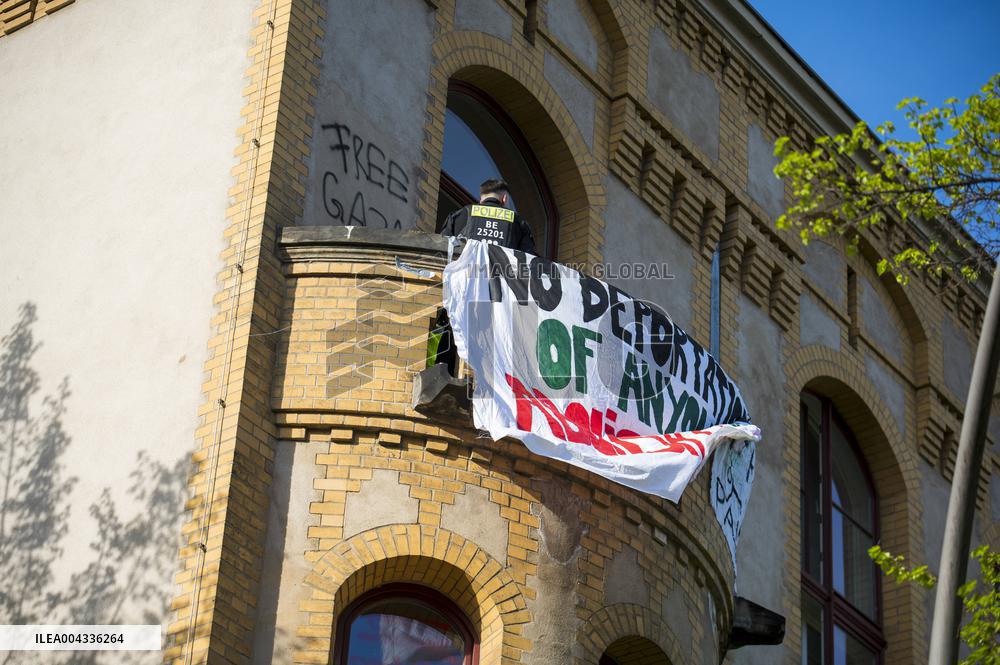 Pro-Palestinian activists occupy a building in Humboldt University - Berlin