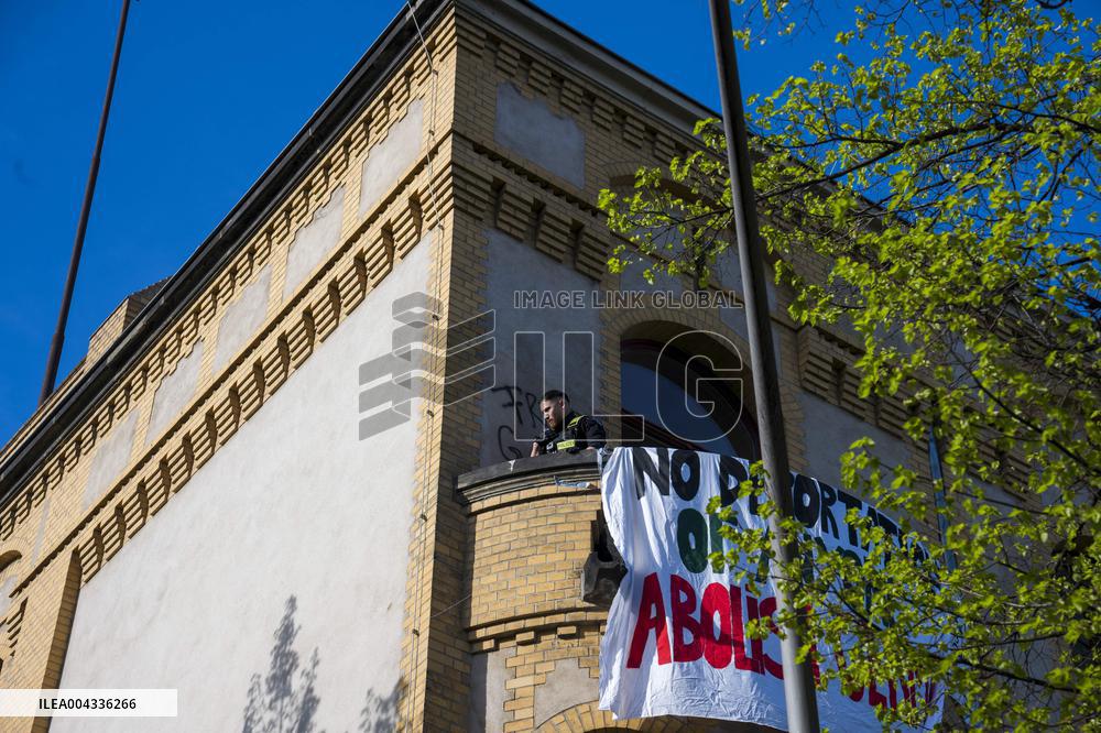 Pro-Palestinian activists occupy a building in Humboldt University - Berlin