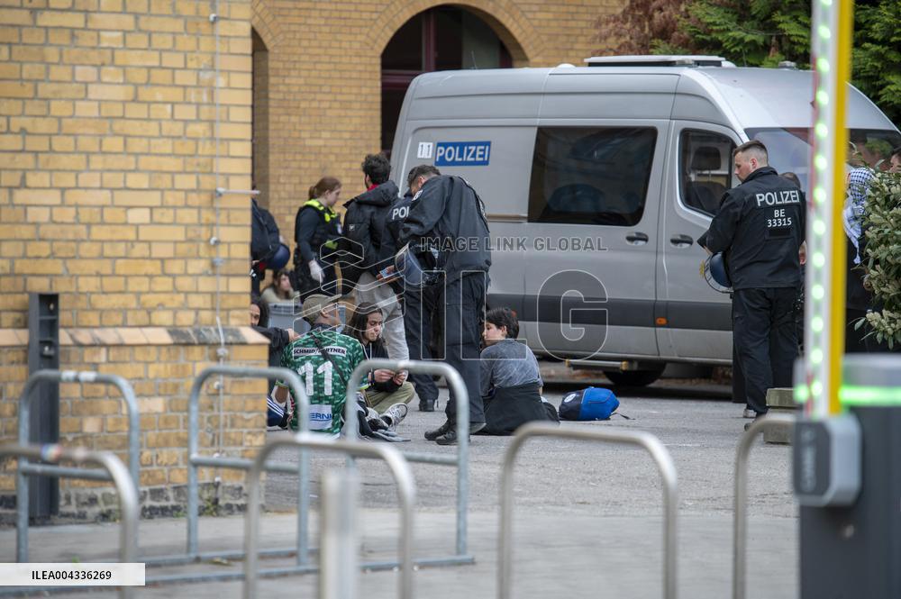 Pro-Palestinian activists occupy a building in Humboldt University - Berlin