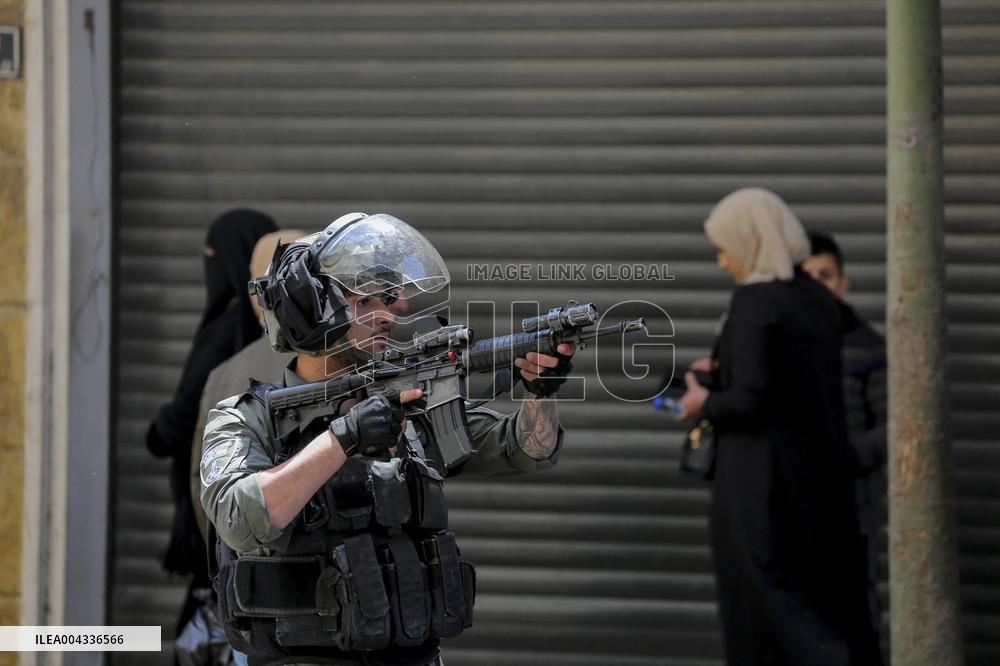 Israeli forces block the streets during Passover in Hebron