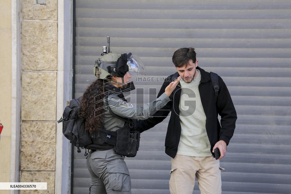 Israeli forces block the streets during Passover in Hebron