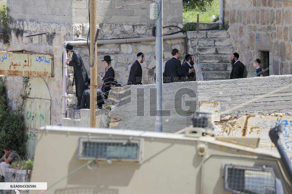 Israeli forces block the streets during Passover in Hebron