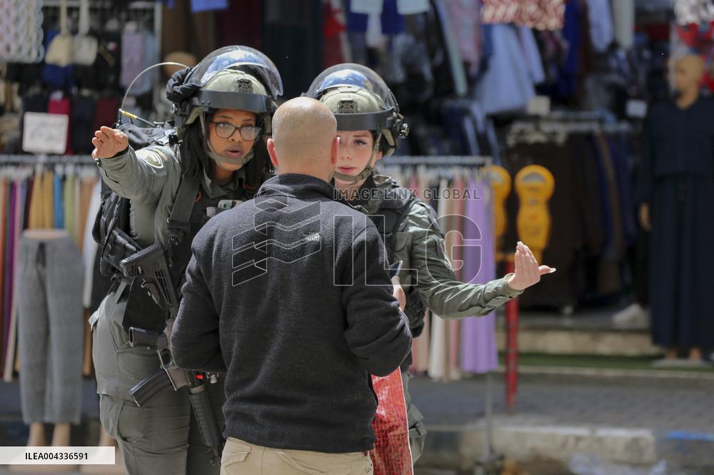 Israeli forces block the streets during Passover in Hebron